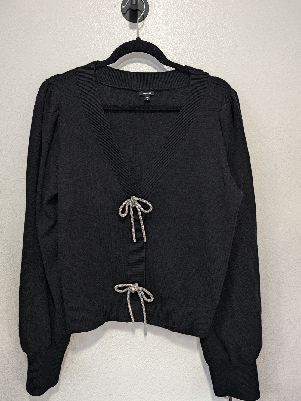 Express Black Tie-Front V-Neck Cardigan